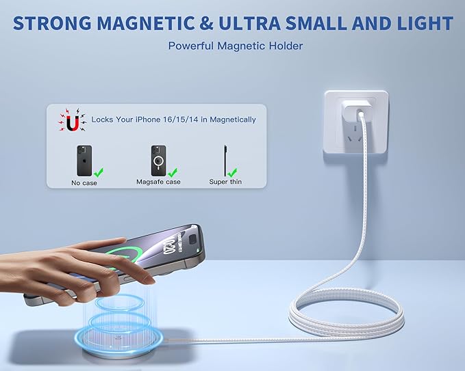 25W Magnetic Wireless Charger for iPhone, Qi2.2 Certified 6FT Fast Apple - Image 5