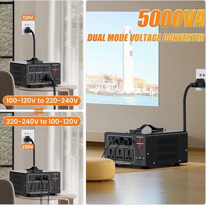 5000W Voltage Converter Transformer Step Up 110V/120V to220V/240V or Step Down - Image 2