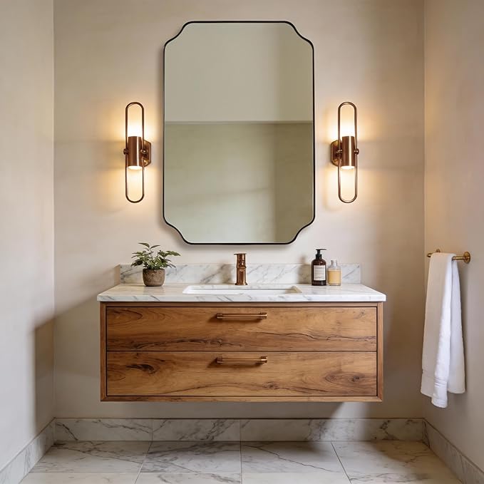 ANDY STAR Brushed Bronze Scalloped Mirror, Antique Scalloped Mirror in Premium by ANDYSTAR
