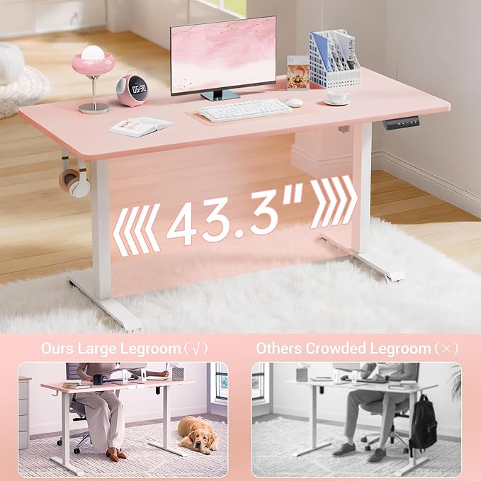 Veken 55 Inch Large Electric Standing Desk, 4 Memory Heights Adjustable - Image 8