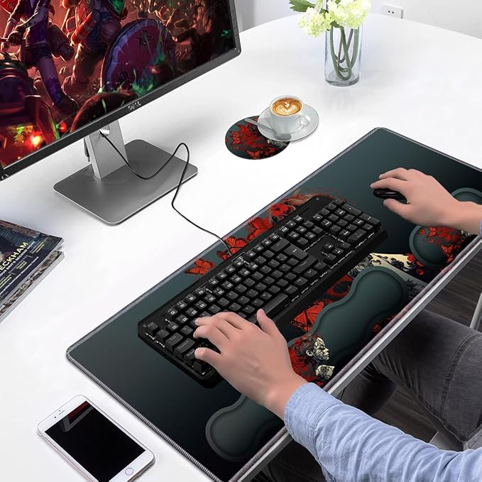Ergonomic Keyboard Wrist Rest & Mouse Pad Wrist Rest Set, Large Gaming Desk Mat - Image 7