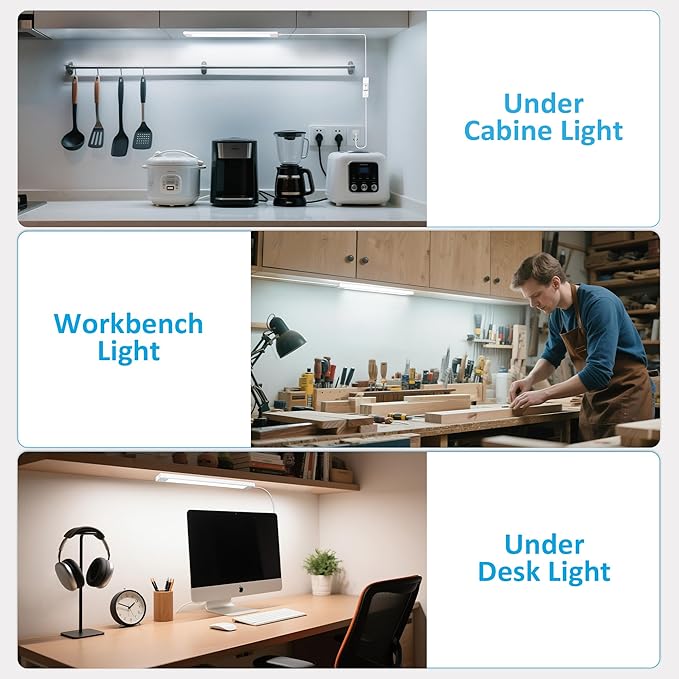 maylit Under Cabinet Lighting Plug in, Renter Friendly Lamp, Wired Indoor Lights - Image 4