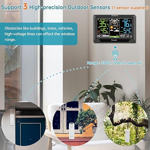 DreamSky Weather Station Indoor Outdoor Thermometer Wireless, Atomic Clock - Image 2