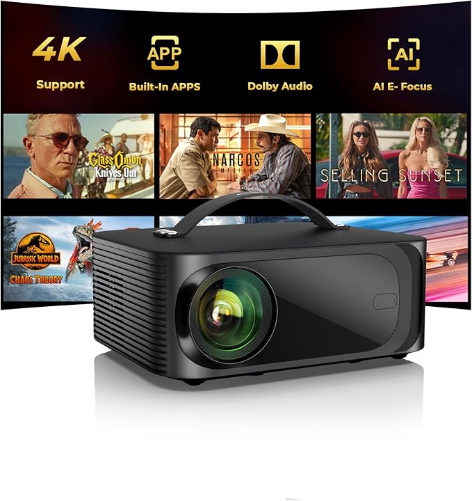 Projector-4K with WiFi and Bluetooth:Outdoor-Projector Smart TV OS 2.0 & DoIby by ONOAYO