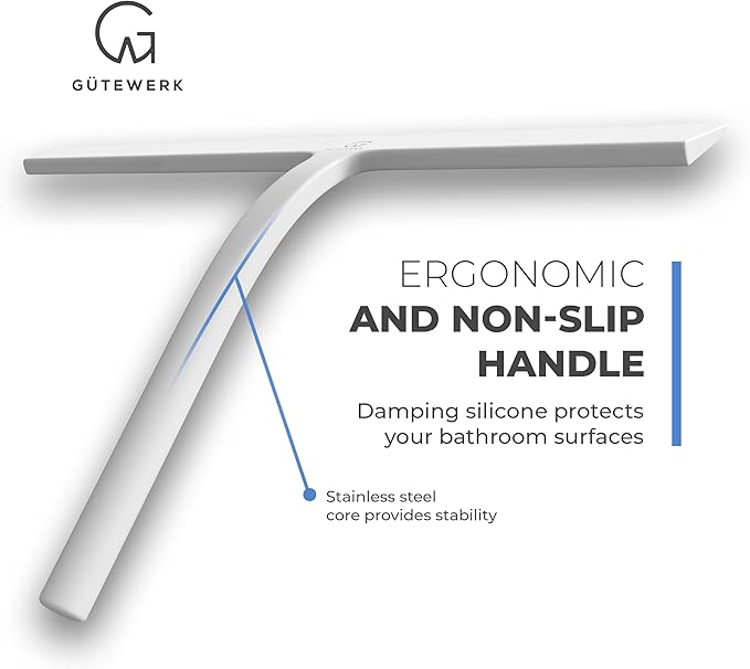 GÜTEWERK Shower Squeegee for Glass Doors, Silicone Window Squeegee, Bathroom - Image 2
