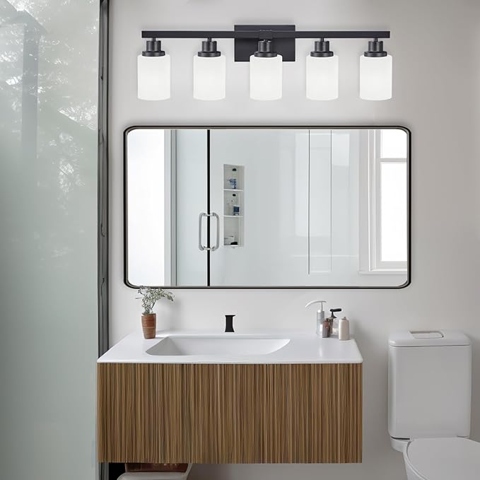 DIKAIDA Bathroom Vanity Light, 5-Light Vanity Lighting Fixture Over Mirror - Image 2