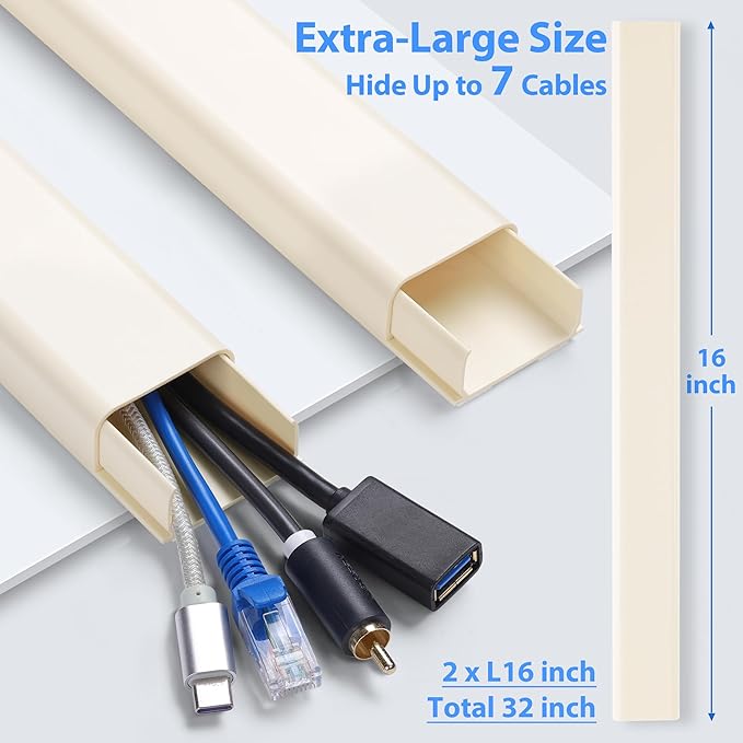 Wire Cover for Wall Mount TV, 32in Wall Cord Cover, X-Large TV Cable Hider Hide - Image 2