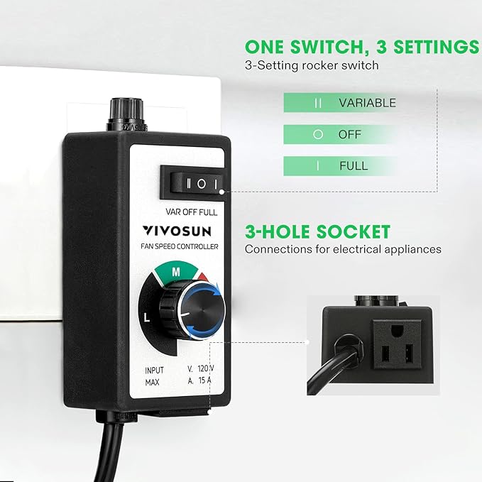 VIVOSUN Variable Fan Speed Controller, Speed Adjuster - Image 5