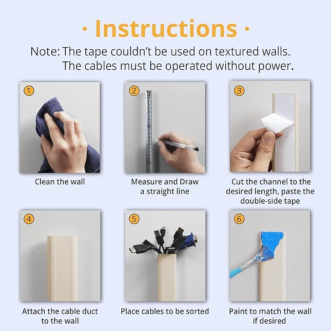 ZhiYo TV Cord Cover for Wall, 32 inch Cable Concealer, Cord Hider for Wall - Image 5