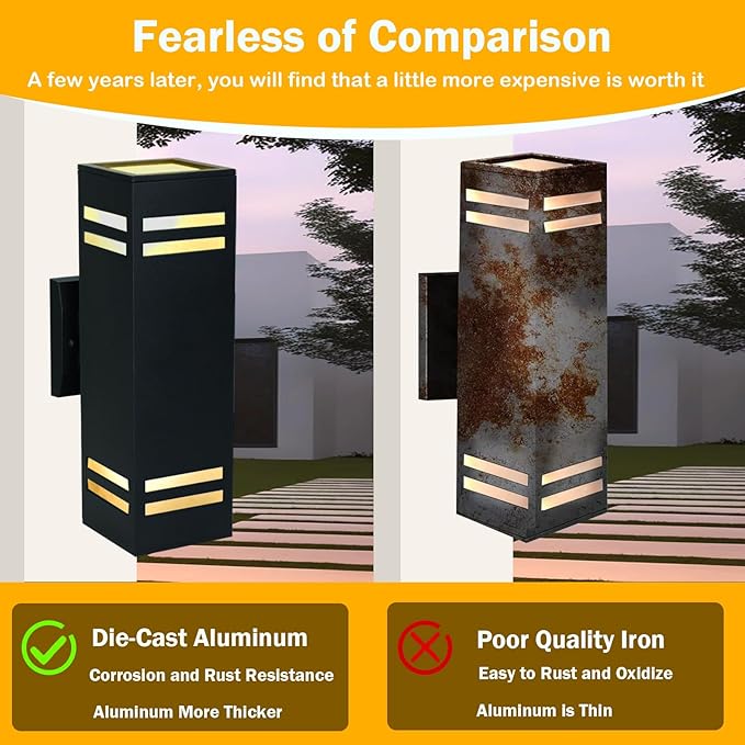 iYogaled Up and Down Lights Outdoor Wall Light Fixtures, Aluminum Dusk to Dawn - Image 6