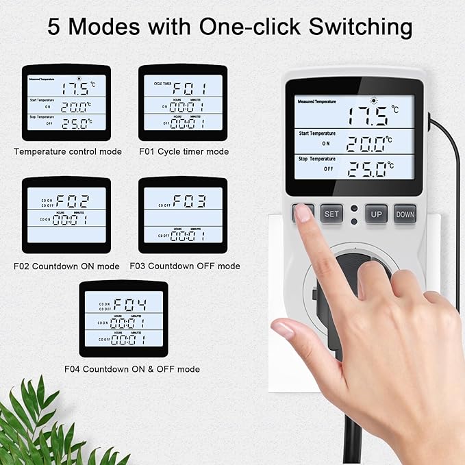 KETOTEK Digital Temperature Controller Thermostat Outlet Plug 120V - Image 3