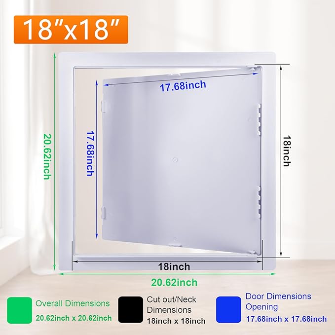 Suteck 18 x 18 Inch White Access Doors, Reinforced Hinged Access Panel - Image 2