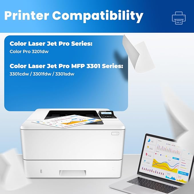 218A Toner Cartridges 4 Pack Color Laser Jet Pro 3201, MFP 3301 Compatible - Image 2
