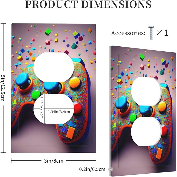 Bvtewkhz Videos Game Controller Duplex Outlet Decorative Light Switch Covers - Image 4