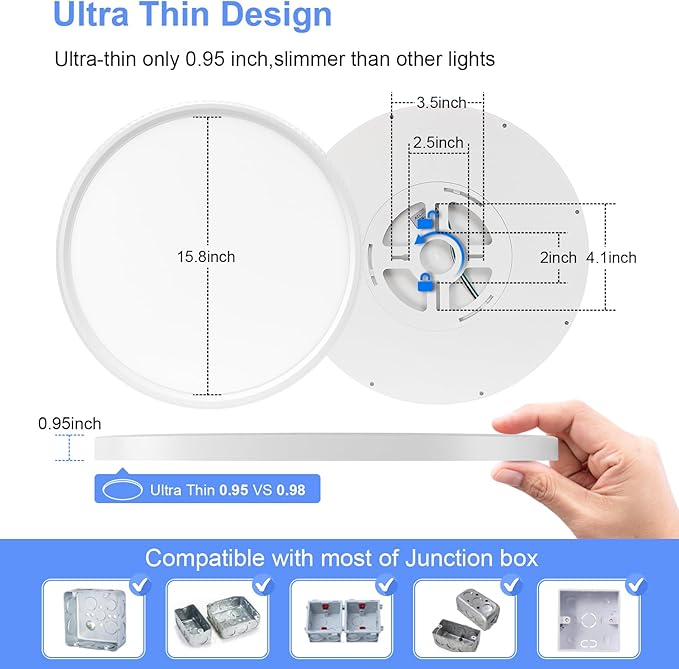 hunhun 2 Pack 16 Inch Dimmable LED Flush Mount Ceiling Light 4800LM Round Light - Image 7