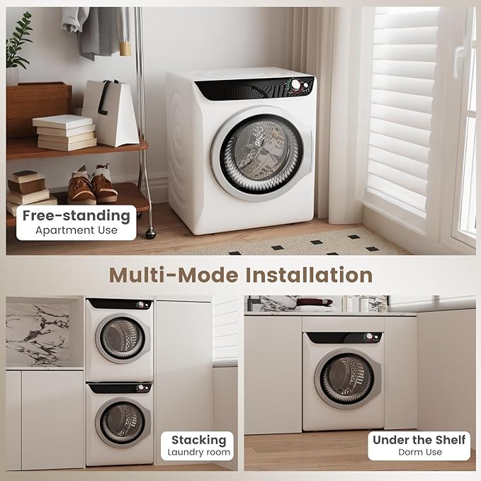 VCJ 2.6 cu.ft Portable Dryer, 1400W Electric Clothes Dryer - Image 7