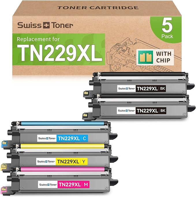 swiss toner Compatible TN229XL TN229 Toner Cartridges 5 Pack Replacement by swiss+toner