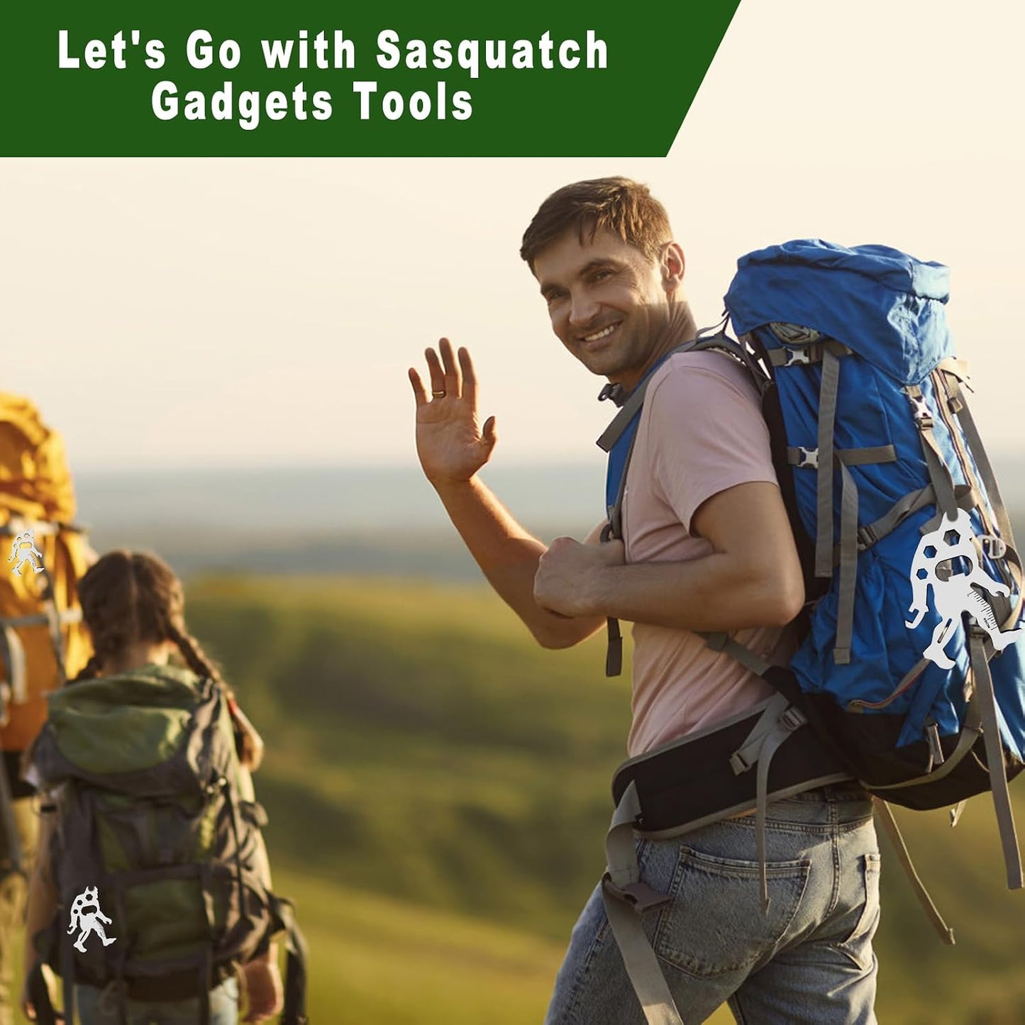 Funny Sasquatch Gifts for Men - Small EDC Pocket Multitool with Carabiner Cool Stocking Stuffers Birthday Fathers Valentines Gifts for Him, Unique Outdoor Camping Hiking Gift Ideas for Sasquatch Lover