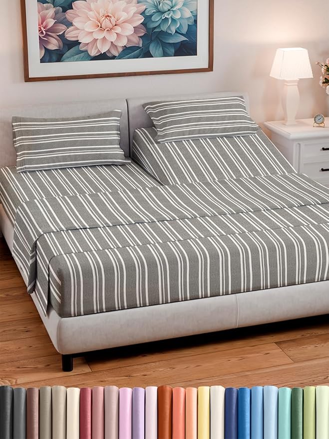 Split Head King Sheet Set – 4 Piece Flex Split Top King Sheets by CGKUnlimited