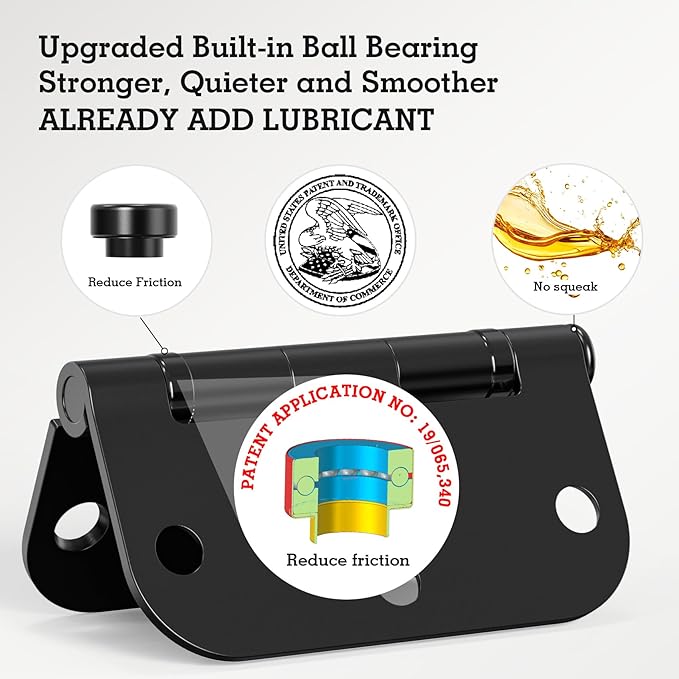3 Pack Rounded Matte Black Door Hinges 3.5 Inch 5/8" Radius No Squeak Ball - Image 2