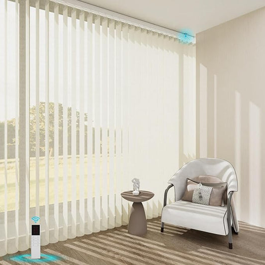 Blindify Motorized Sheer Vertical Blinds, Light Filtering Smart Rechargeable by BlindifyOffical
