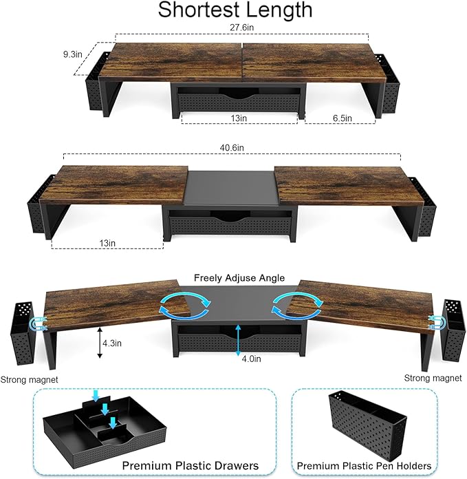 gianotter Dual Monitor Stand Riser, Desk Organizer - Image 6