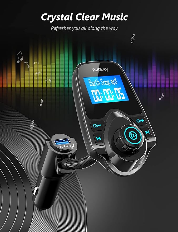 Nulaxy Car Bluetooth FM Transmitter, 1.44" Display Flexible Gooseneck, - Image 5