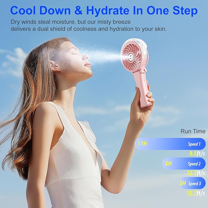 HandFan 2025 Upgraded Portable Misting Fan, Two Button Easy Operation, Handheld - Image 5