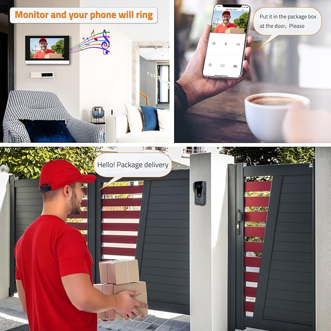 Wireless IP Video Doorbell Intercom System, WiFi 7 Inch Monitor - Image 3