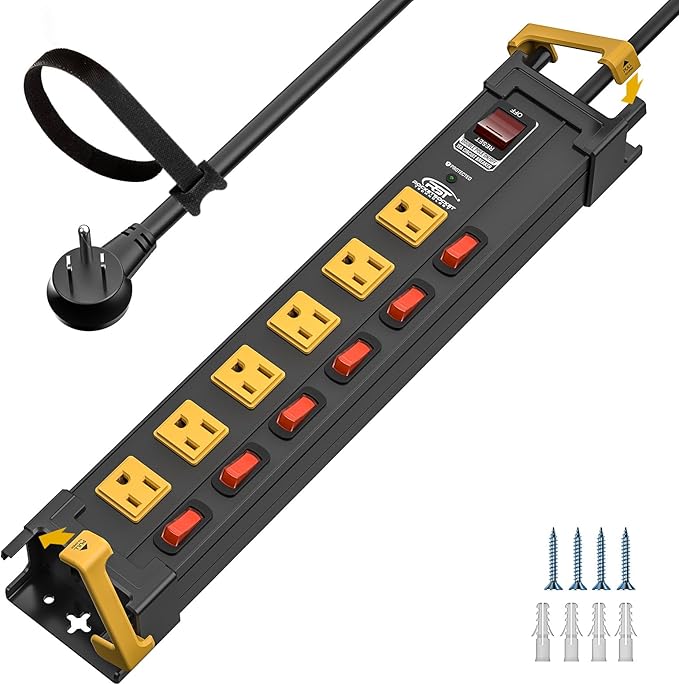 CRST 6 Outlets Heavy Duty Metal Power Strip by CRST