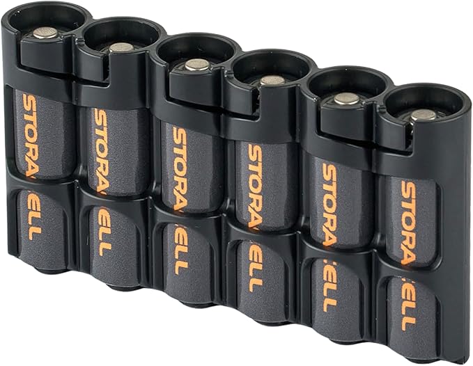 Storacell Slimline AA-6 Battery Storage Caddy and Dispenser, Holds 6 AA by Storacell