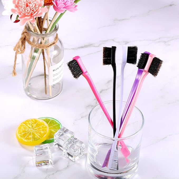 5 Pieces Hair Edge Brush Double Sided Control Hair Brush Comb Combo Pack Smooth - Image 6