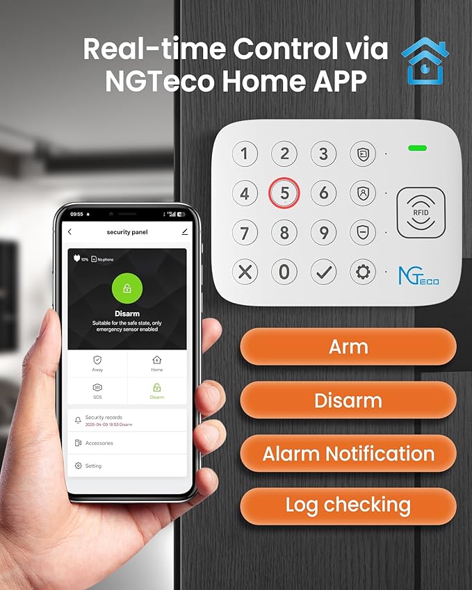 NGTeco 11-Piece Home Security Alarm Kit, Wi-Fi Home Security System - Image 2