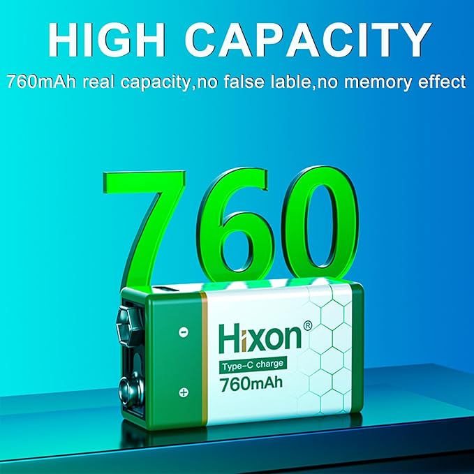 Hixon USB 9V Rechargeable Lithium Batteries - Image 3