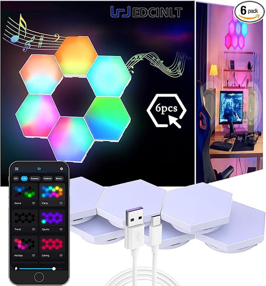 HEDCINLT Smart Hexagon Lights DIY Hexagon Led Light App & Remote Controlled & by HOMEDECORLIGHTING