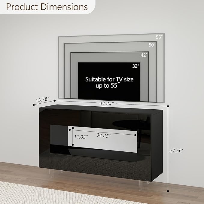 Vavkorkula High Gloss TV Stand for 55 Inch - Image 2