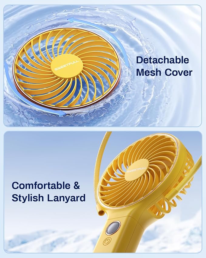 SWEETFULL Handheld Portable Fan, 5000mAh Rechargeable Battery, 6 Speed Wind - Image 8