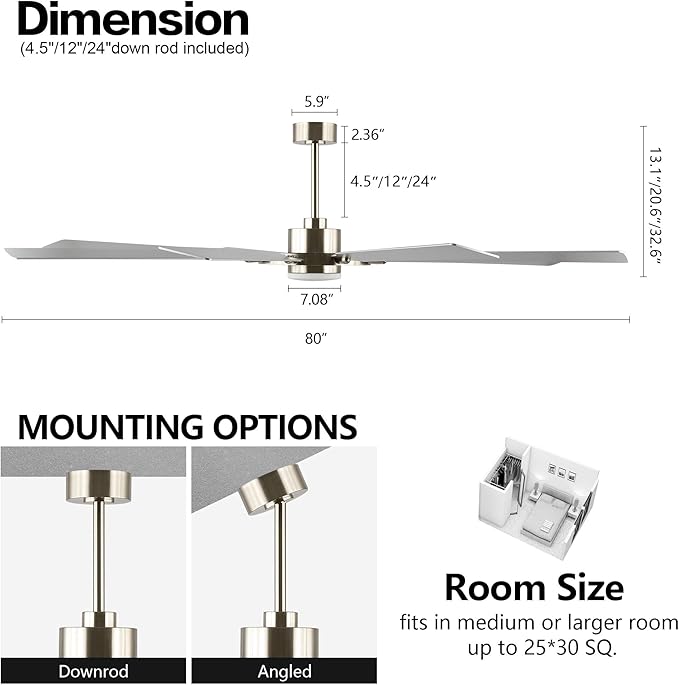 ELEHINSER 80 Inch Ceiling Fan - Image 4