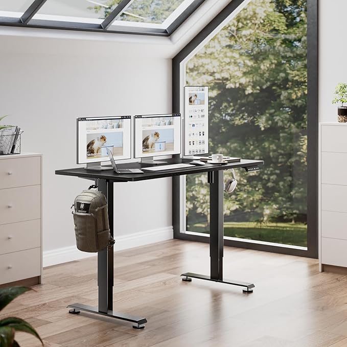 Veken 39.4" Small Electric Standing Desk, Adjustable Height Office Desk - Image 2