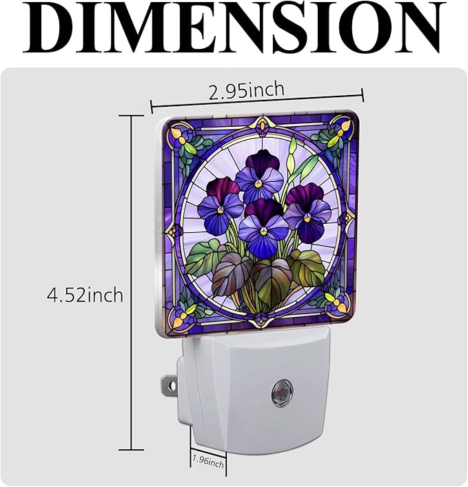 PODMemory Violet Stained Glass Night Lights Plug into Wall - Image 2