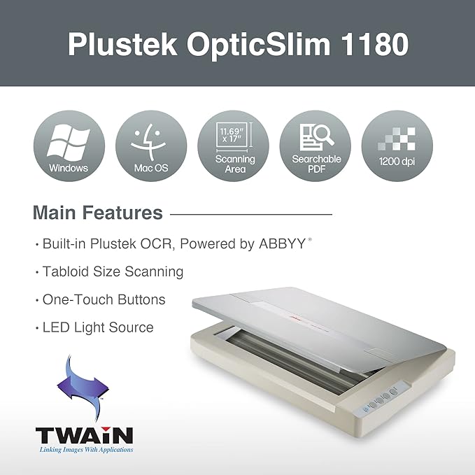 Plustek OS1180 - Flat Scanner for Graphics and Documents in A3 Format, Design - Image 2