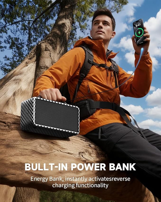 DINDIN Portable Bluetooth Speaker: 80W, 20H Playtime, Loud Wireless Wood - Image 6