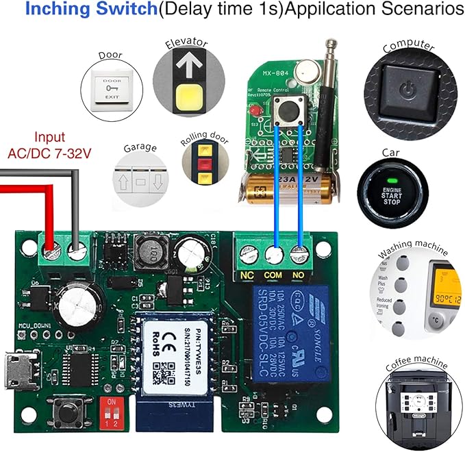 Newgoal WiFi Wireless Inching Relay Switch Momentary DIY Smart Home Remote - Image 6