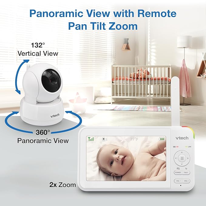 VTech Video Baby Monitor with 5" LCD Screen, Night Vision, 1000ft Range - Image 5