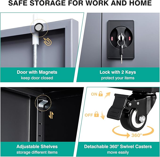 SISESOL 75" Tall Metal Storage Cabinet - Image 5
