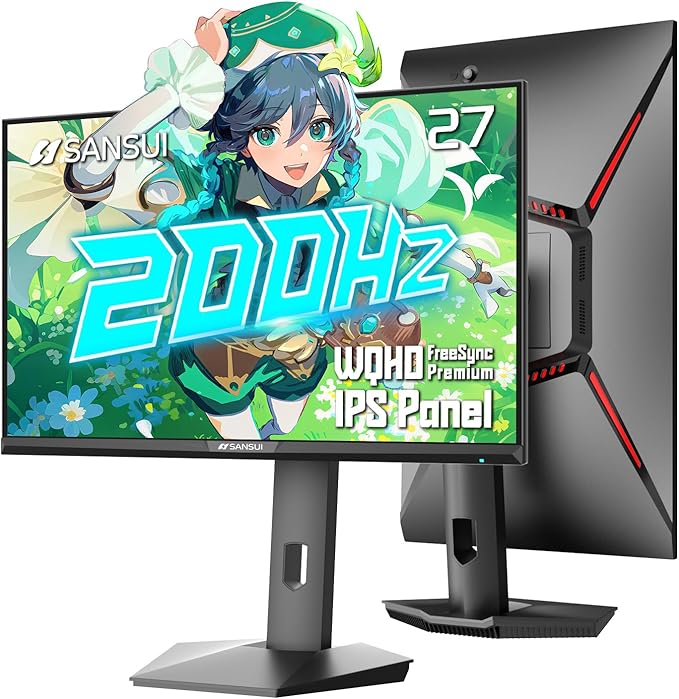 SANSUI Gaming Monitor 27" 1440P 200Hz 180Hz WQHD 2560×1440-AMD FreeSync 1ms by SANSUI
