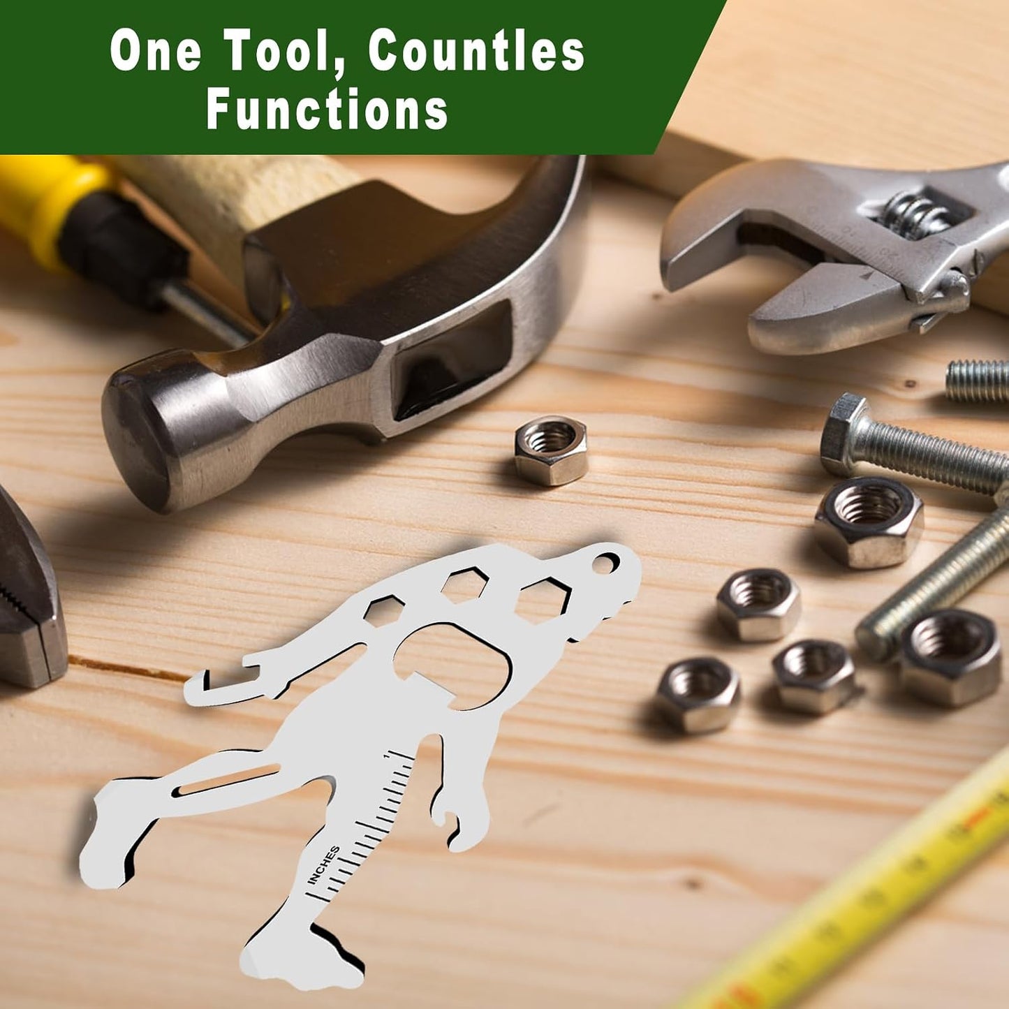 Funny Sasquatch Gifts for Men - Small EDC Pocket Multitool with Carabiner Cool Stocking Stuffers Birthday Fathers Valentines Gifts for Him, Unique Outdoor Camping Hiking Gift Ideas for Sasquatch Lover