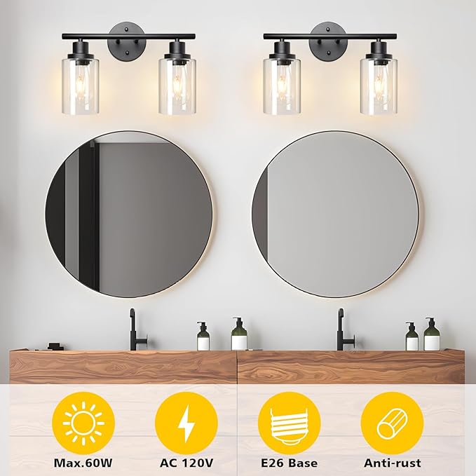 Unicozin 2 Light Vanity Lights, Bathroom Light Fixtures, Wall Lights - Image 3