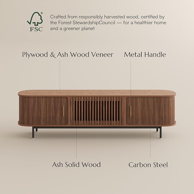 POVISON Fully-Assembled Mid Century Modern TV Stand - Image 4