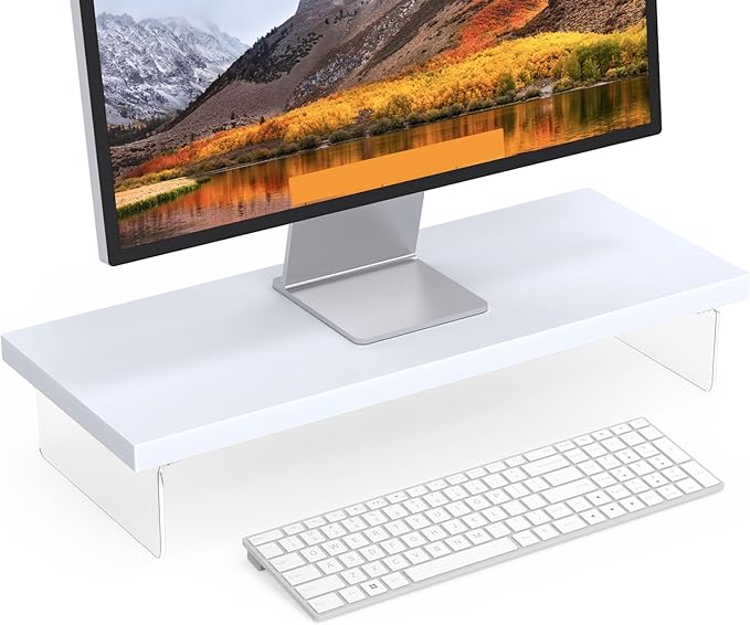 SSWOOD Monitor Stand Riser, Wood & Acrylic Computer Monitor Stand Desk Desktop by Unknown